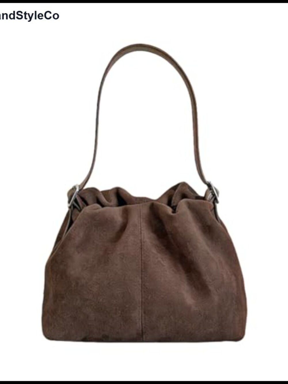 Faux Suede Drawstring Bucket Bag Crossbody Shoulder Handbag Tote